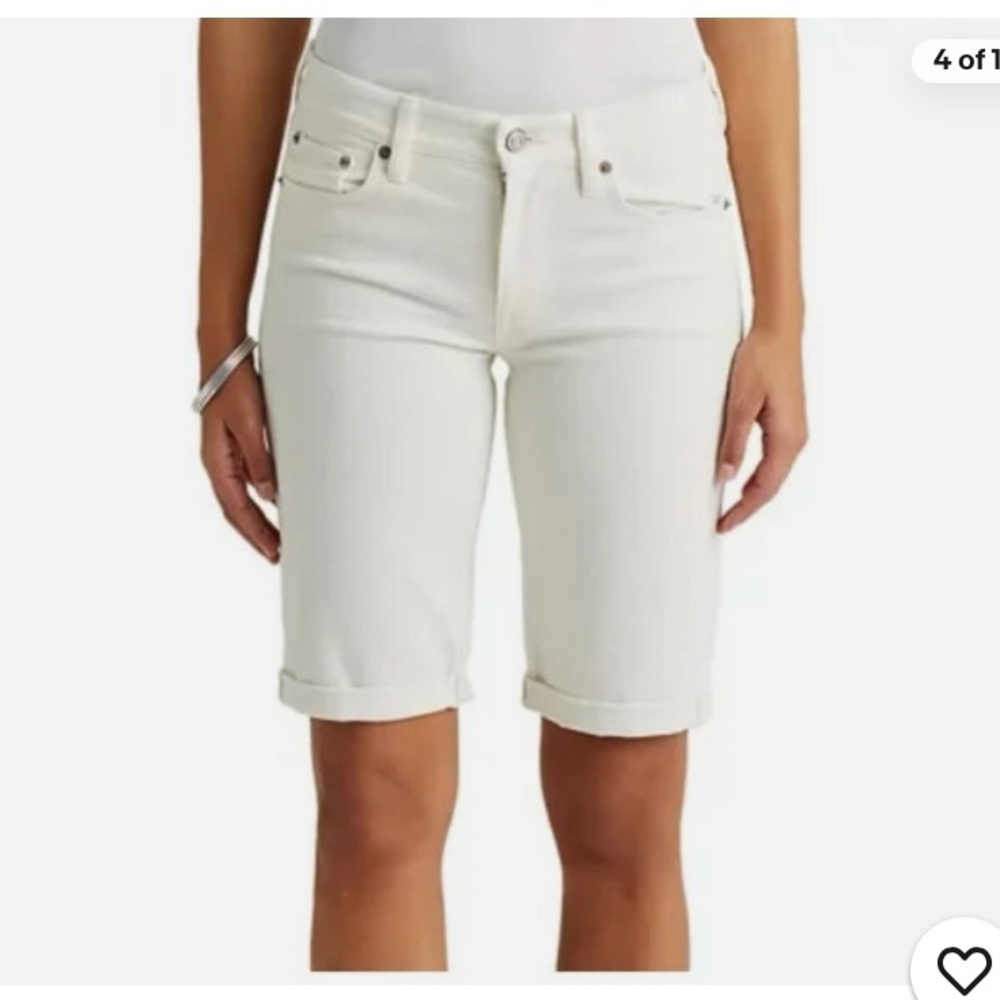 🆕 LAUREN RALPH LAUREN - DENIM BERMUDA SHORTS WHITE. Size 14. NWT